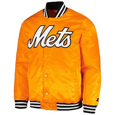 Men's Starter Orange New York Mets Cross Bronx Fashion Satin Full-Snap Varsity Jacket