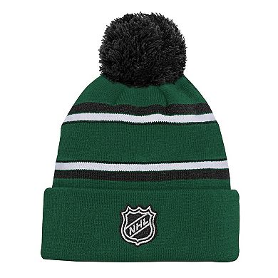 Youth Minnesota Wild Green Jacquard Cuffed Knit Hat with Pom