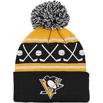 Infant Black Pittsburgh Penguins Face-Off Cuffed Knit Hat with Pom