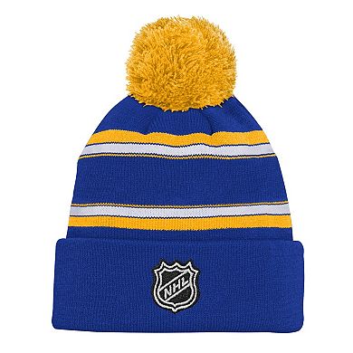 Youth Buffalo Sabres Royal Jacquard Cuffed Knit Hat with Pom