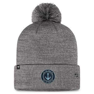 Men's Fanatics Branded Gray Seattle Kraken Authentic Pro Home Ice Cuffed Knit Hat with Pom