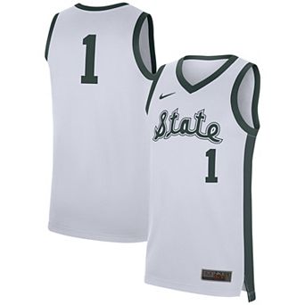Men's Nike #1 White Michigan State Spartans Replica Jersey