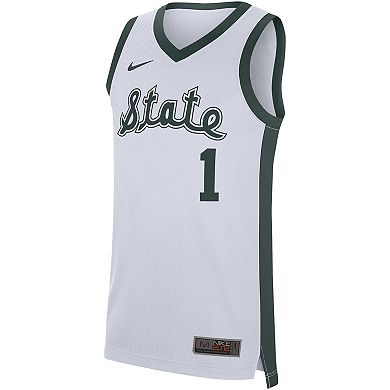 Men's Nike #1 White Michigan State Spartans Replica Jersey