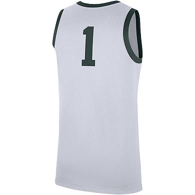 Men's Nike #1 White Michigan State Spartans Replica Jersey
