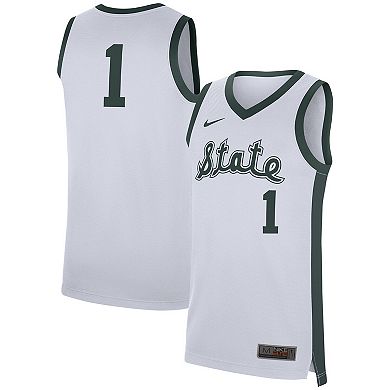 Men's Nike #1 White Michigan State Spartans Replica Jersey