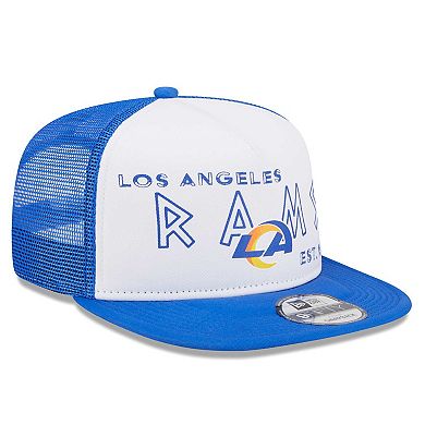 Men's New Era White/Royal Los Angeles Rams Banger 9FIFTY Trucker Snapback Hat