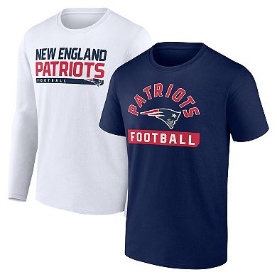 Men's Fanatics Branded Navy/White New England Patriots Two-Pack 2023 Schedule T-Shirt Combo Set