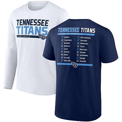 Men's Fanatics Branded Navy/White Tennessee Titans Two-Pack 2023 Schedule T-Shirt Combo Set