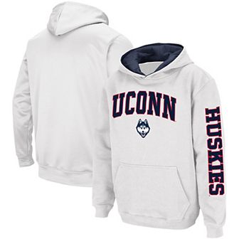 Youth Colosseum White UConn Huskies 2-Hit Pullover Hoodie