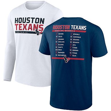 Men's Fanatics Branded Navy/White Houston Texans Two-Pack 2023 Schedule T-Shirt Combo Set