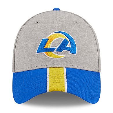 Men's New Era Heather Gray/Royal Los Angeles Rams Striped 39THIRTY Flex Hat