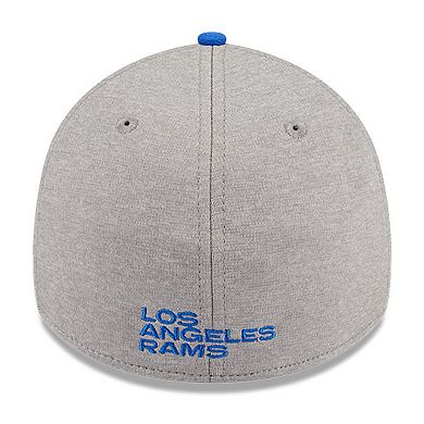 Men's New Era Heather Gray/Royal Los Angeles Rams Striped 39THIRTY Flex Hat