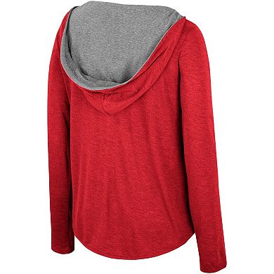 Women's Colosseum  Scarlet Nebraska Huskers Distressed Heather Long Sleeve Hoodie T-Shirt