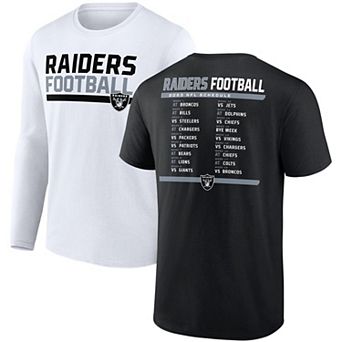 Men's Fanatics Branded Black/White Las Vegas Raiders Two-Pack 2023 Schedule T-Shirt Combo Set