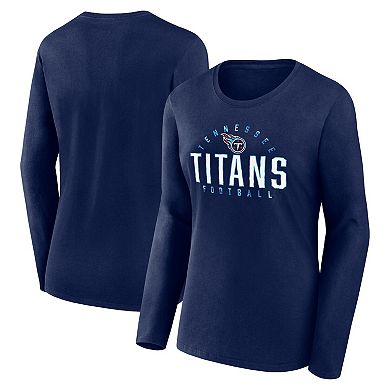 Women's Fanatics Branded Navy Tennessee Titans Plus Size Foiled Play Long Sleeve T-Shirt