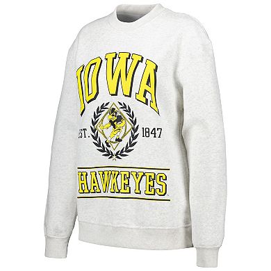 Women's Established & Co. Ash Iowa Hawkeyes Logo Pullover Sweatshirt