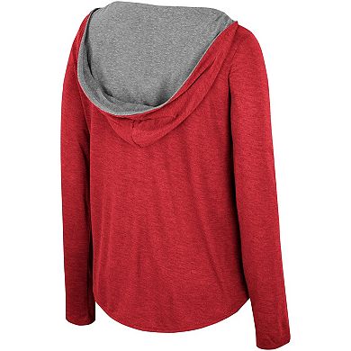 Women's Colosseum Cardinal Iowa State Cyclones Distressed Heather Long Sleeve Hoodie T-Shirt