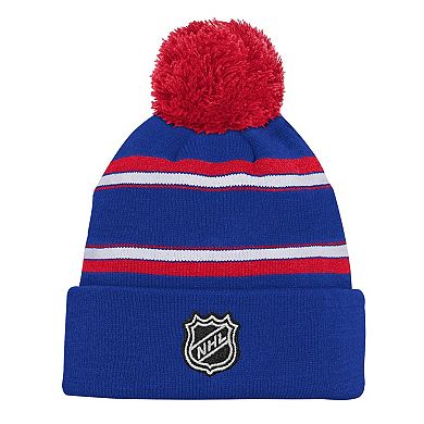 Youth New York Rangers Blue Jacquard Cuffed Knit Hat with Pom