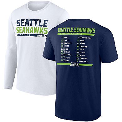 Men's Fanatics Branded College Navy/White Seattle Seahawks Two-Pack 2023 Schedule T-Shirt Combo Set