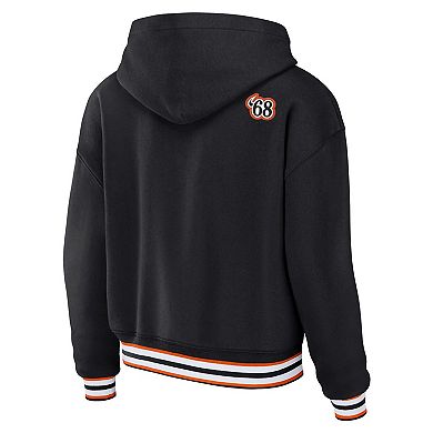 Women's WEAR by Erin Andrews Black Cincinnati Bengals Plus Size Lace-Up Pullover Hoodie