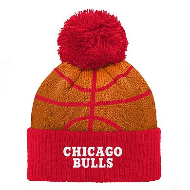 Preschool Red Chicago Bulls Basketball Head Cuffed Knit Hat with Pom