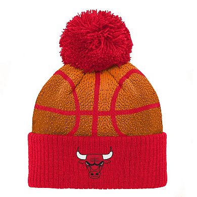 Preschool Red Chicago Bulls Basketball Head Cuffed Knit Hat with Pom