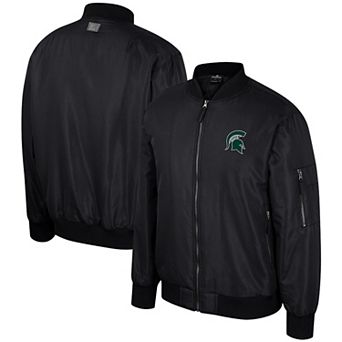 Men's Colosseum Black Michigan State Spartans Full-Zip Bomber Jacket