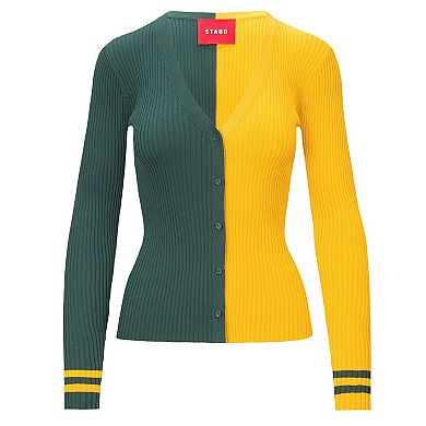 Women's STAUD Green/Gold Green Bay Packers Cargo Sweater