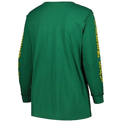 Women's '47 Green Green Bay Packers Plus Size Honey Cat SOA Long Sleeve T-Shirt