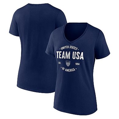 Women's Fanatics Branded Navy Team USA Clean Heritage V-Neck T-Shirt