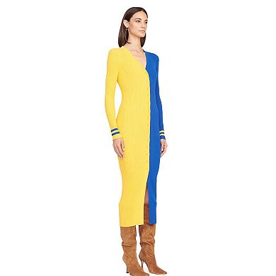 Women's STAUD Gold/Royal Los Angeles Rams Shoko Knit Button-Up Sweater Dress