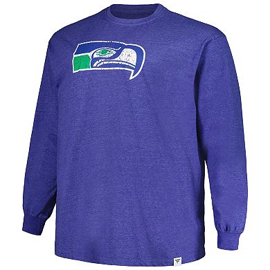 Men's Profile Heather Royal Seattle Seahawks Big & Tall Throwback Long Sleeve T-Shirt