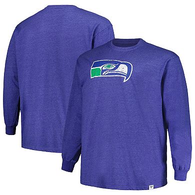 Men's Profile Heather Royal Seattle Seahawks Big & Tall Throwback Long Sleeve T-Shirt