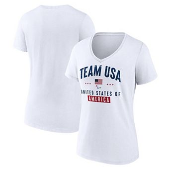 Women's Fanatics Branded White Team USA Paralympics Historic Freedom V-Neck T-Shirt