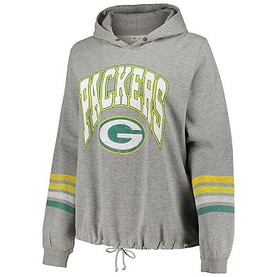 Women's '47 Heather Gray Green Bay Packers Plus Size Upland Bennett Pullover Hoodie