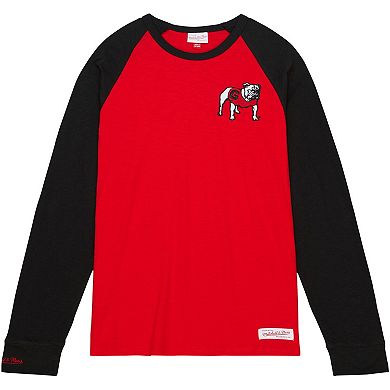Men's Mitchell & Ness Red Georgia Bulldogs Legendary Slub Raglan Long Sleeve T-Shirt
