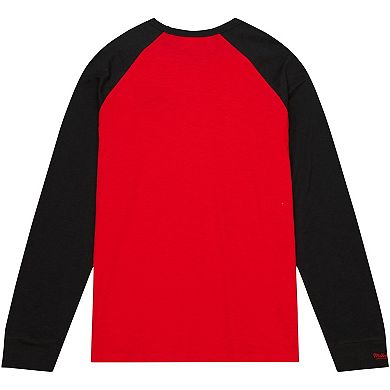 Men's Mitchell & Ness Red Georgia Bulldogs Legendary Slub Raglan Long Sleeve T-Shirt