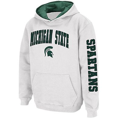 Youth Colosseum White Michigan State Spartans 2-Hit Pullover Hoodie