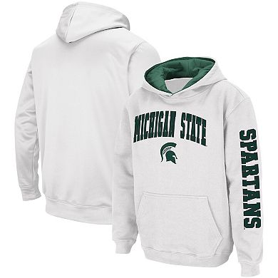 Youth Colosseum  White Michigan State Spartans 2-Hit Pullover Hoodie