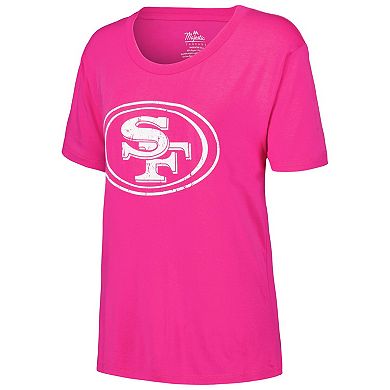 Women's Majestic Threads Christian McCaffrey Pink San Francisco 49ers Name & Number T-Shirt