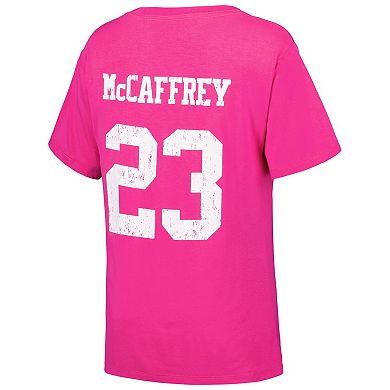 Women's Majestic Threads Christian McCaffrey Pink San Francisco 49ers Name & Number T-Shirt