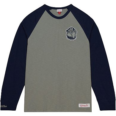 Men's Mitchell & Ness Gray Georgetown Hoyas Legendary Slub Raglan Long Sleeve T-Shirt