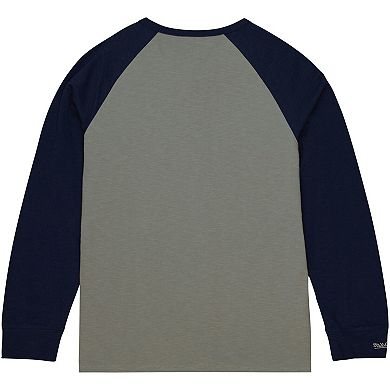 Men's Mitchell & Ness Gray Georgetown Hoyas Legendary Slub Raglan Long Sleeve T-Shirt