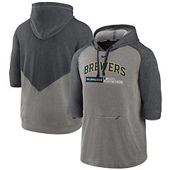 Atlanta Braves Nike 2023 Postseason Authentic Collection Flux Performance  3/4-Sleeve Pullover Hoodie - Heather Gray/Heather Charcoal