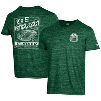 Men's Champion Green Michigan State Spartans 100th Anniversary Spartan Stadium T-Shirt