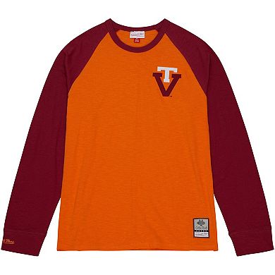 Men's Mitchell & Ness Orange Virginia Tech Hokies Legendary Slub Raglan Long Sleeve T-Shirt