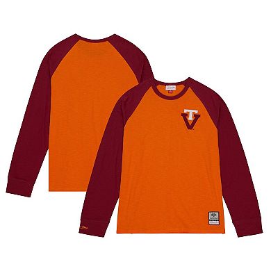 Men's Mitchell & Ness Orange Virginia Tech Hokies Legendary Slub Raglan Long Sleeve T-Shirt