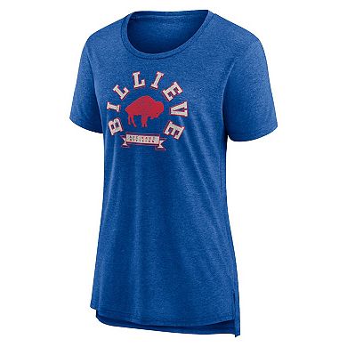 Women's Fanatics Branded  Heather Royal Buffalo Bills Our Pastime Tri-Blend T-Shirt