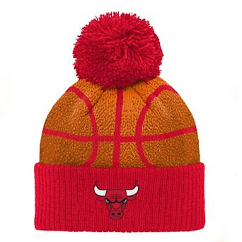 Infant Red Chicago Bulls Basketball Head Cuffed Knit Hat with Pom