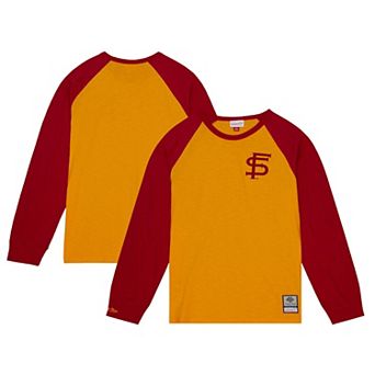 Men's Mitchell & Ness Gold Florida State Seminoles Legendary Slub Raglan Long Sleeve T-Shirt